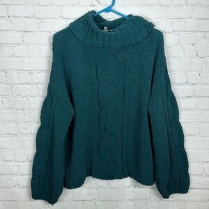 Seven7 Green Chunky Cable Knit‎ Oversized Sweater Size M